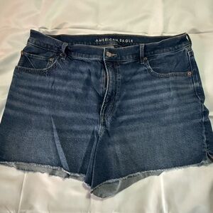 American Eagle Outfitters Blue Jean Shorts with Frayed Hem